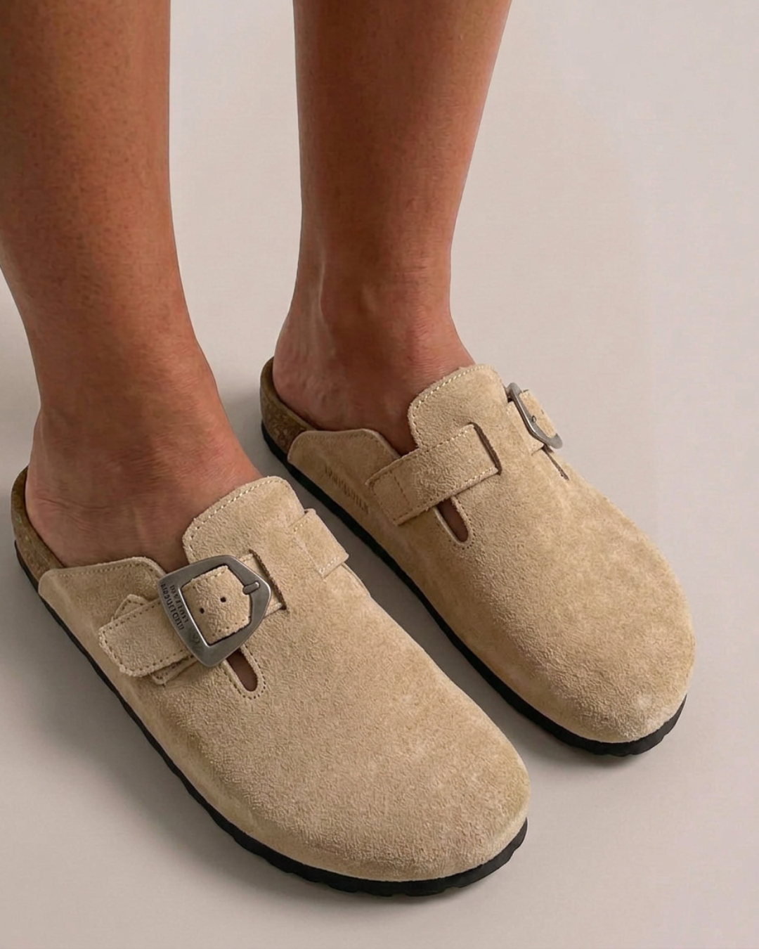 Suede Buckle Mule Clogs