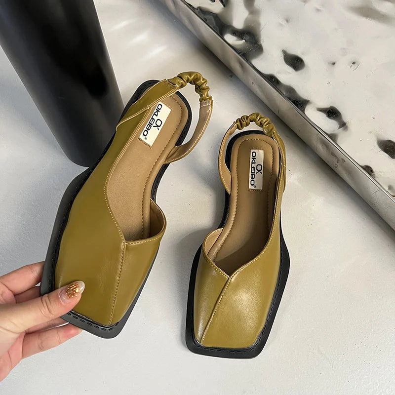 Slingback Sandals with Square Toe for Women