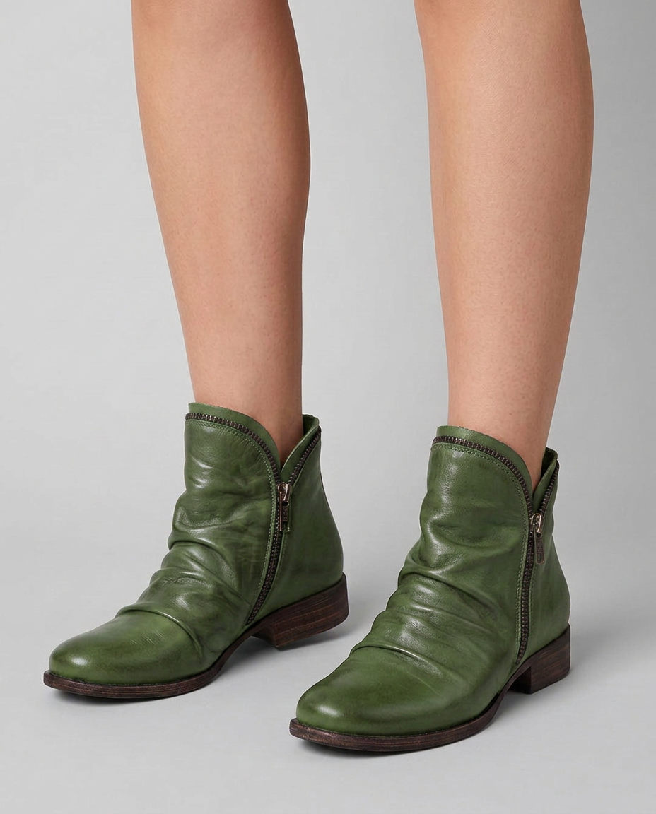Orthopedic Side Zip Low Heel Ankle Boots