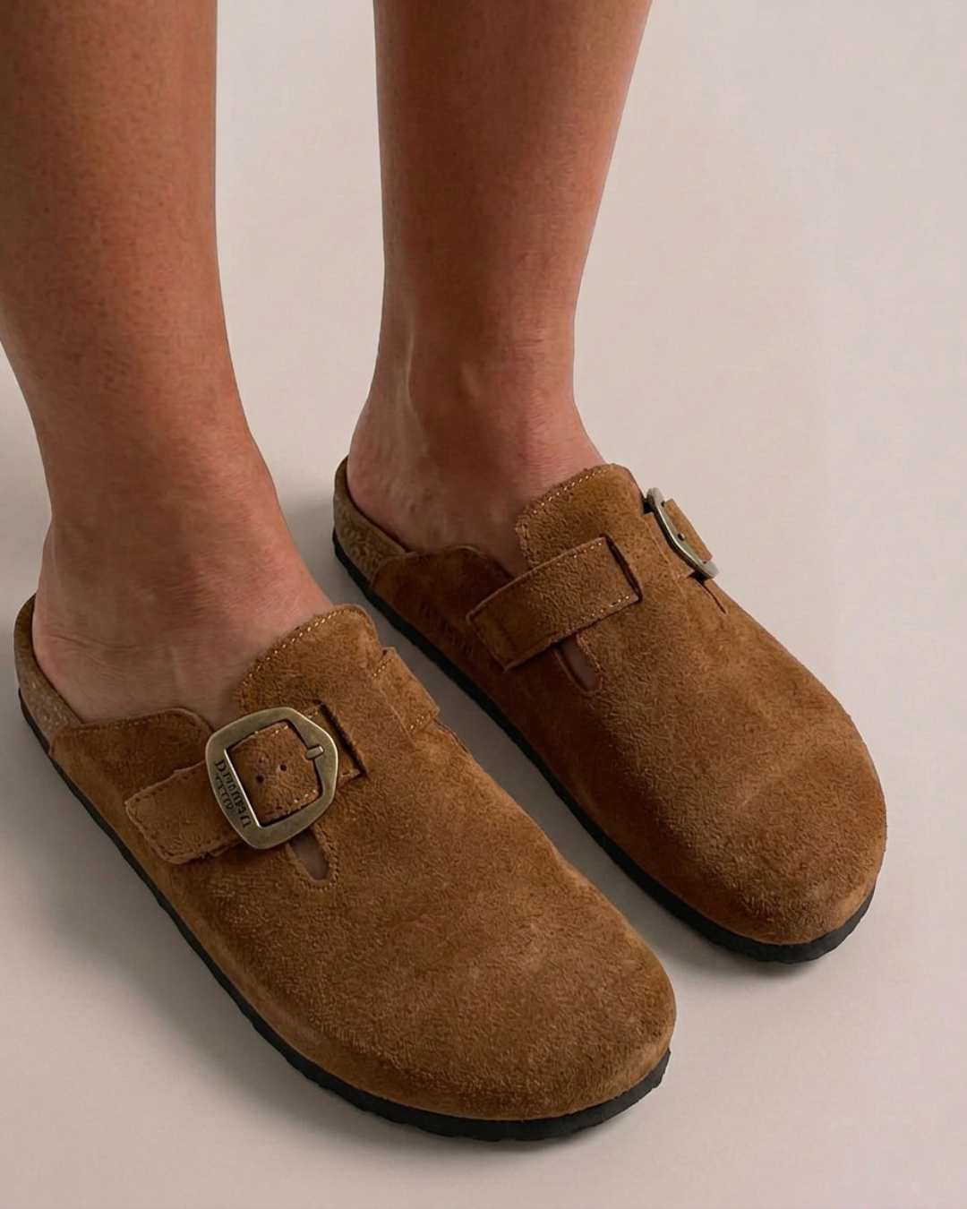 Suede Buckle Mule Clogs