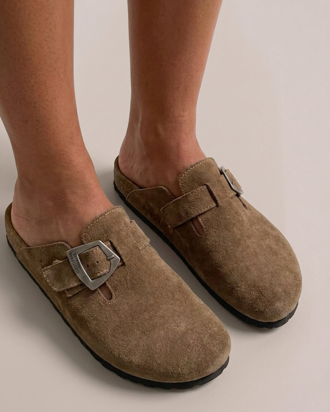 Suede Buckle Mule Clogs