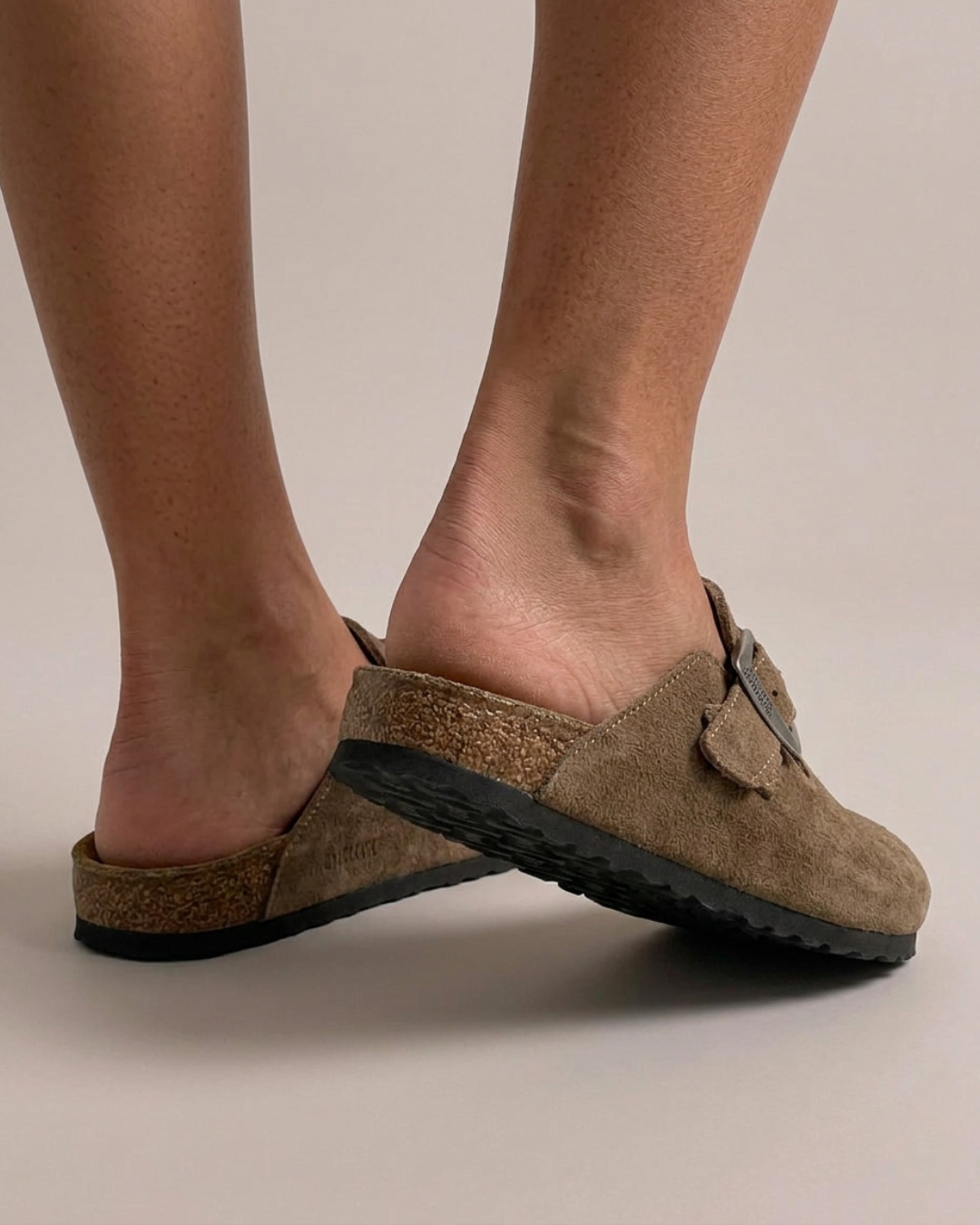Suede Buckle Mule Clogs