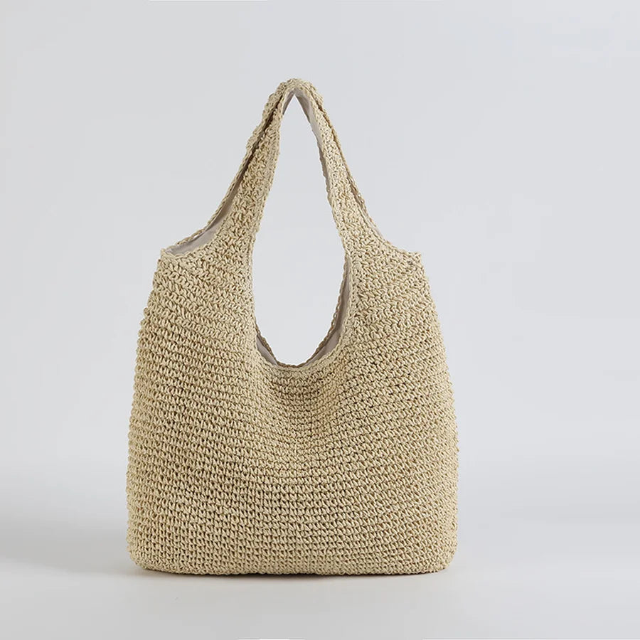 Nina | Women’s Summer Straw Beach Bag with Integrated Shoulder Strap
