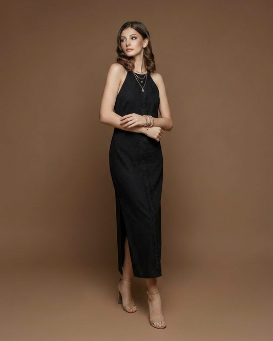 Women's Embroidered Sleeveless Midi Dress