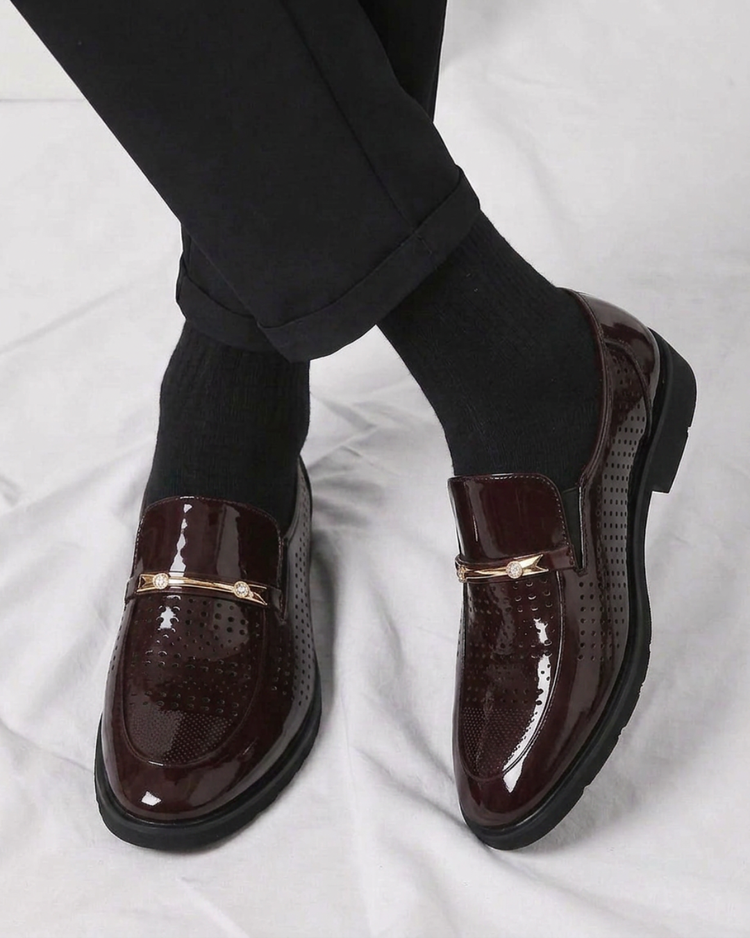 Men's Glossy Patent Slip-On Loafers