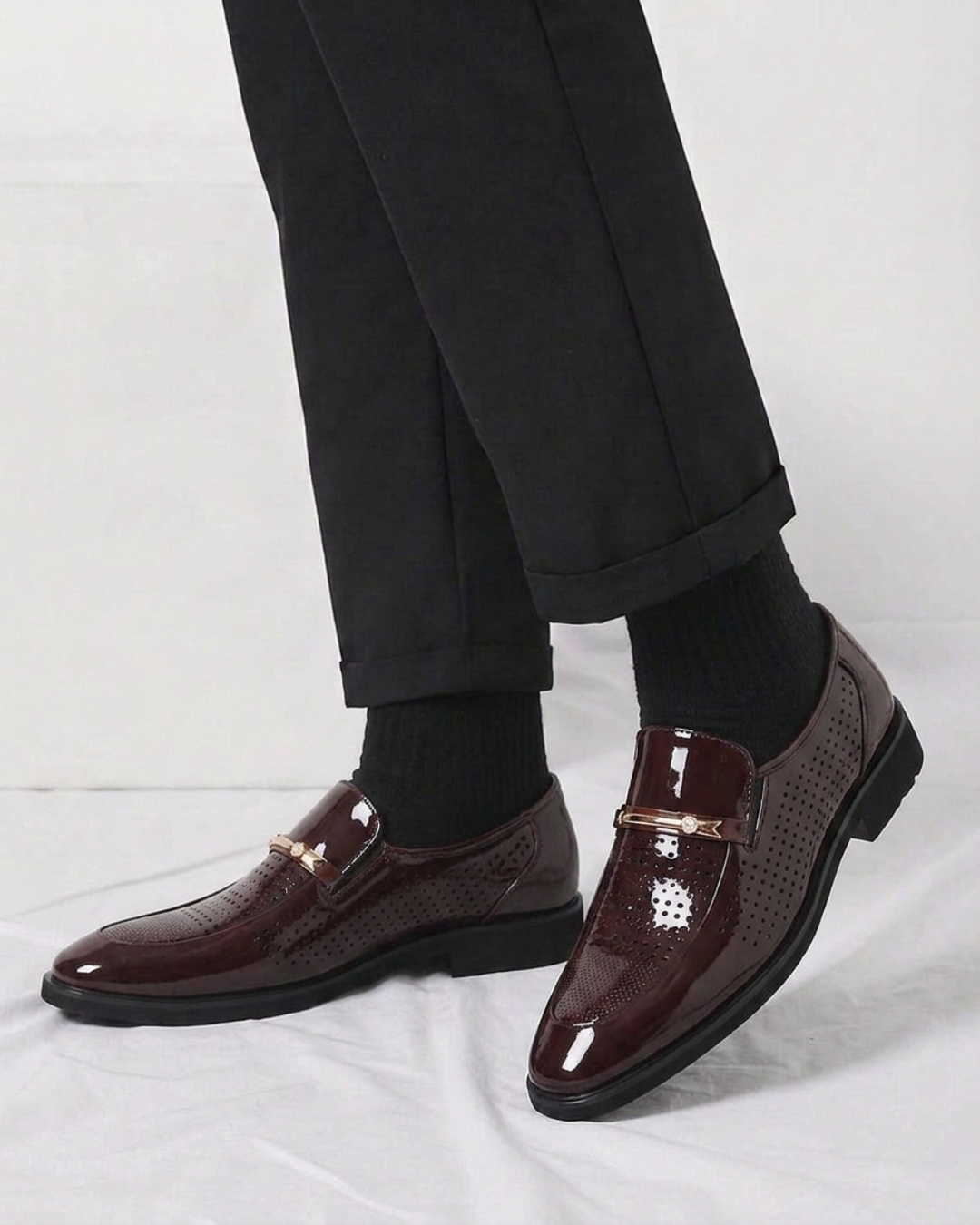 Men's Glossy Patent Slip-On Loafers