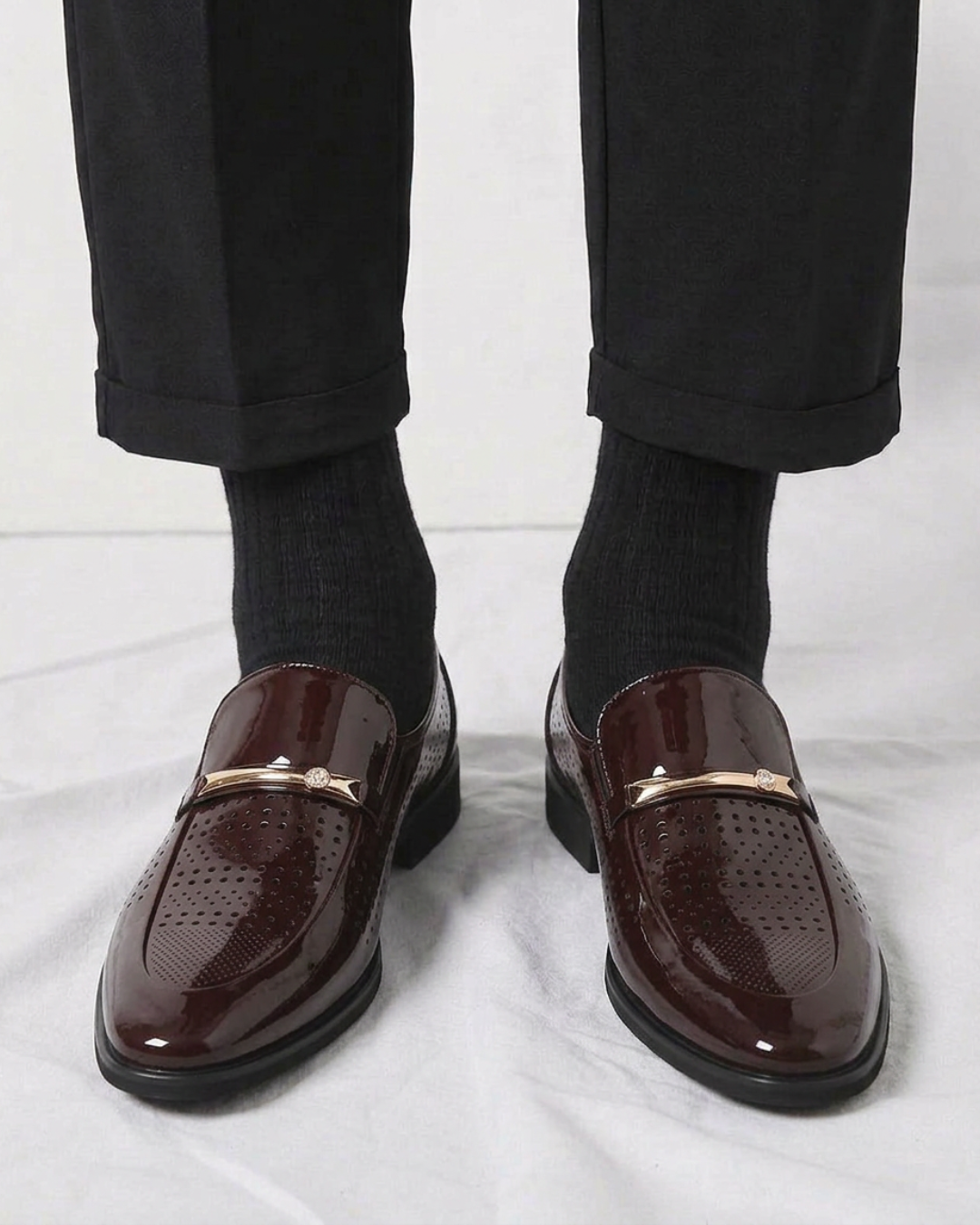 Men's Glossy Patent Slip-On Loafers