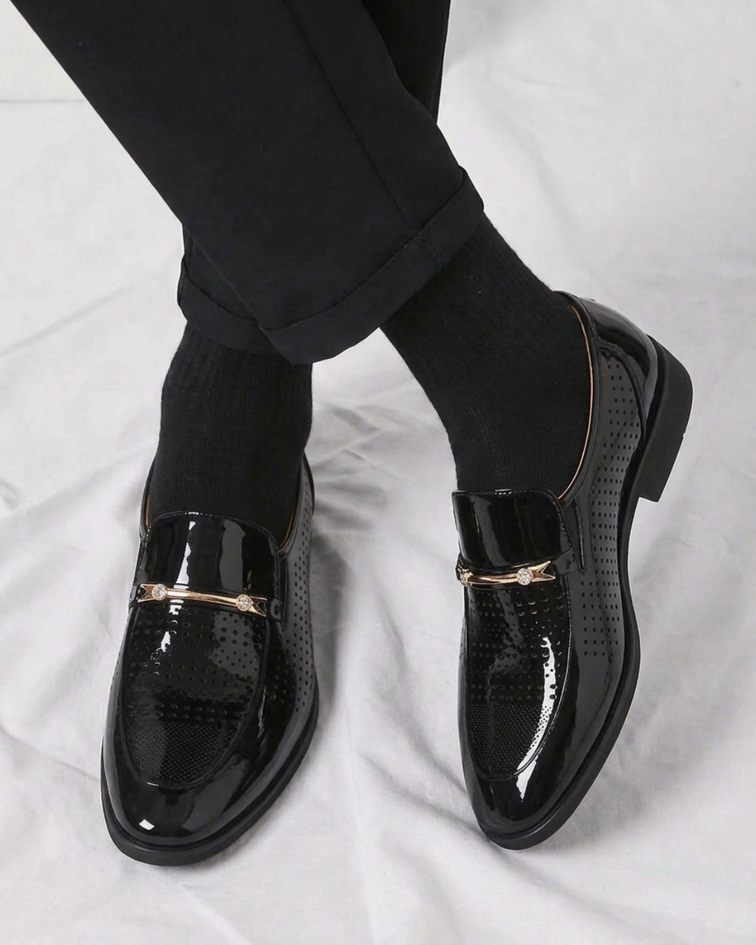 Men's Glossy Patent Slip-On Loafers