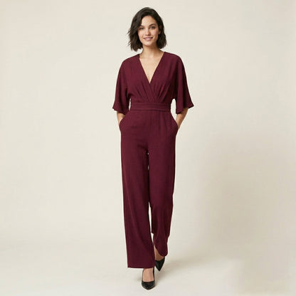 Women's V-Neck Wide Leg Jumpsuit Formal Evening
