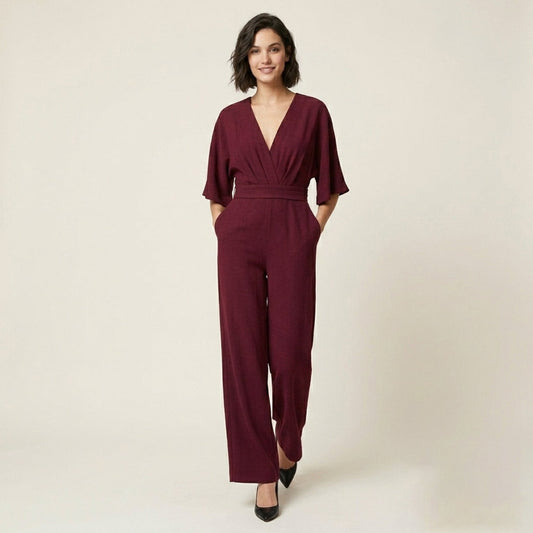 Women's V-Neck Wide Leg Jumpsuit Formal Evening