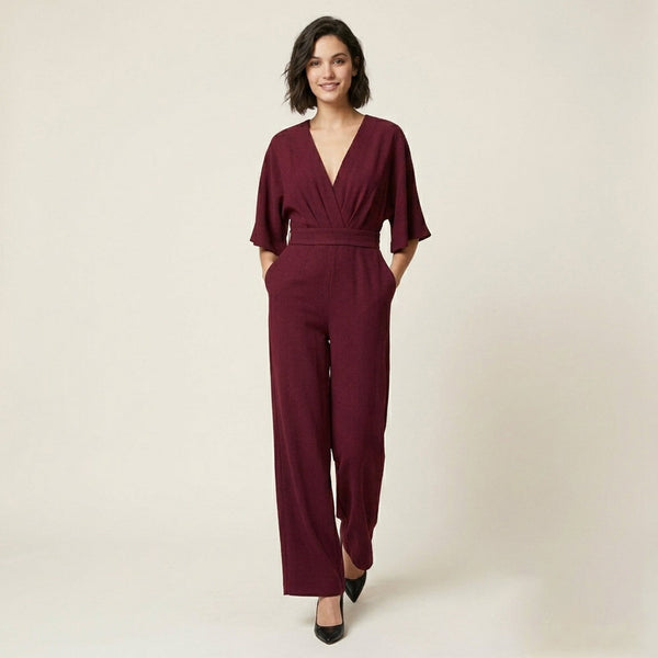 Women's V-Neck Wide Leg Jumpsuit