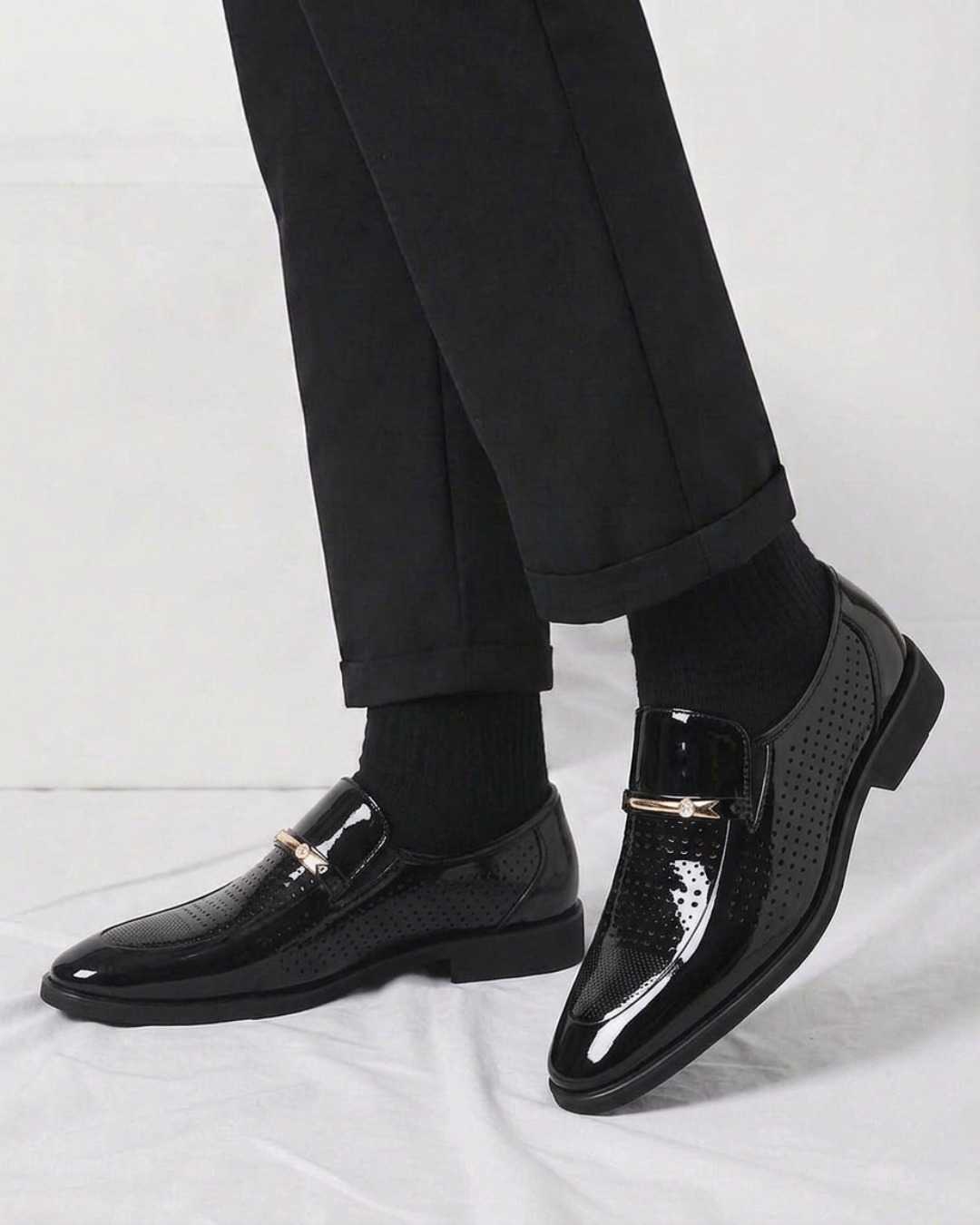 Men's Glossy Patent Slip-On Loafers