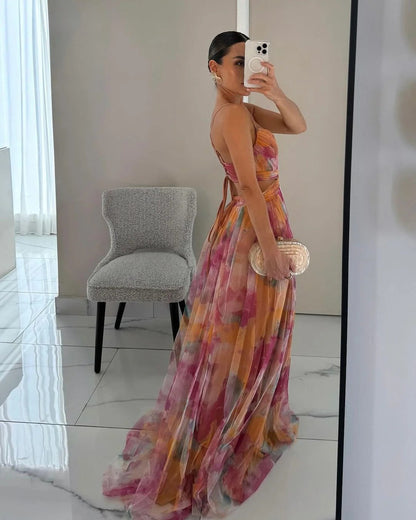 Kelly | Women’s Glamorous Maxi Wedding Guest Dress with V-Neck