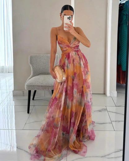 Kelly | Women’s Glamorous Maxi Wedding Guest Dress with V-Neck