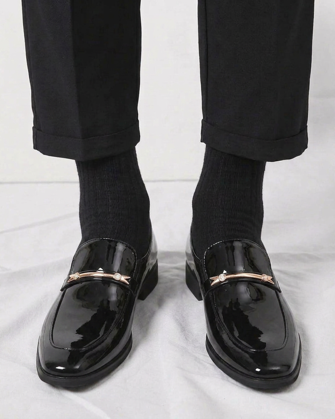 Men's Glossy Patent Slip-On Loafers