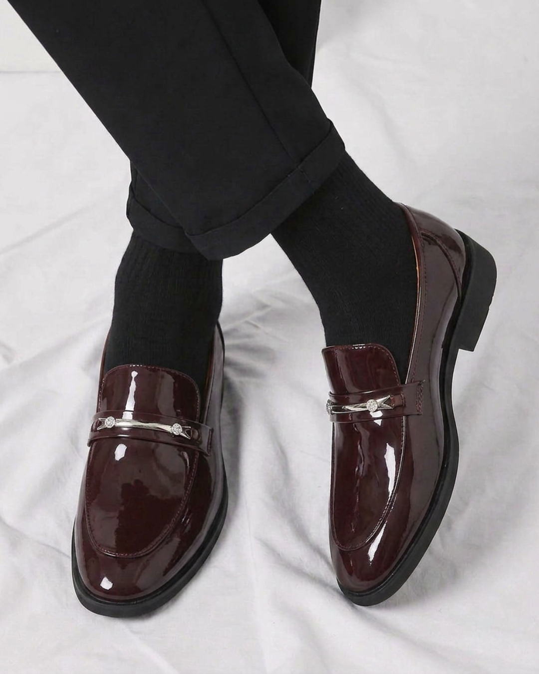 Men's Glossy Patent Slip-On Loafers