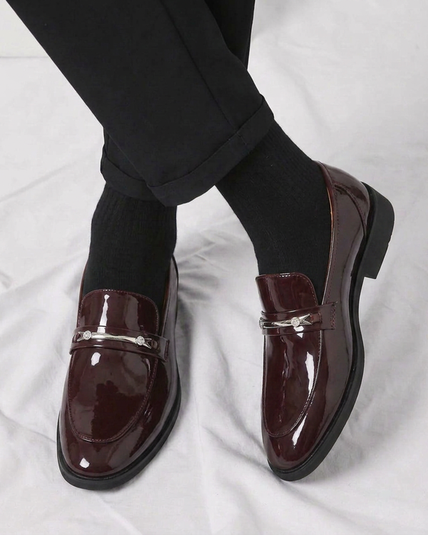 Men's Glossy Patent Slip-On Loafers