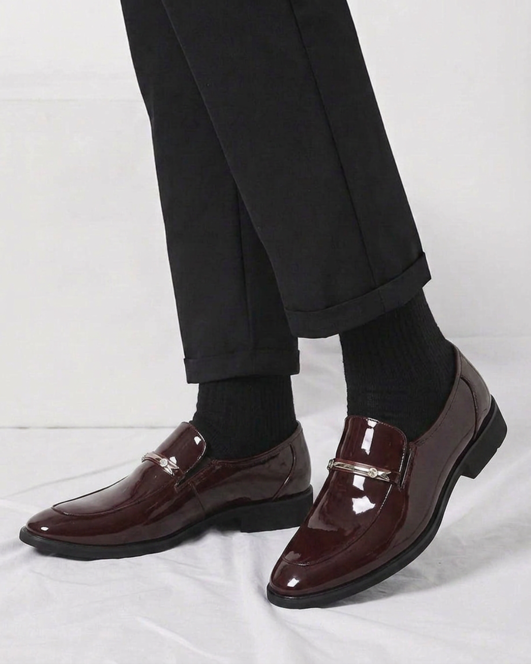 Men's Glossy Patent Slip-On Loafers