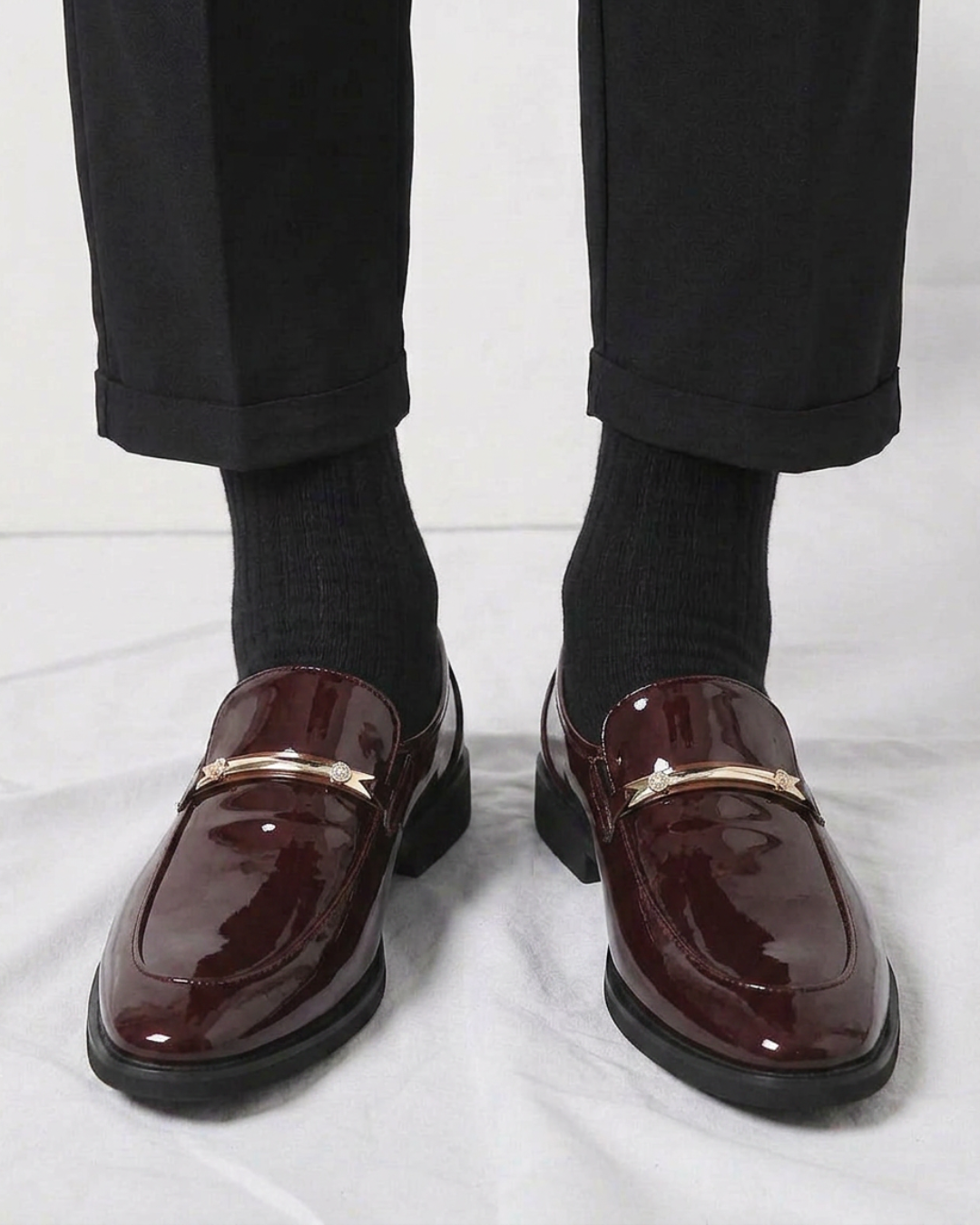 Men's Glossy Patent Slip-On Loafers