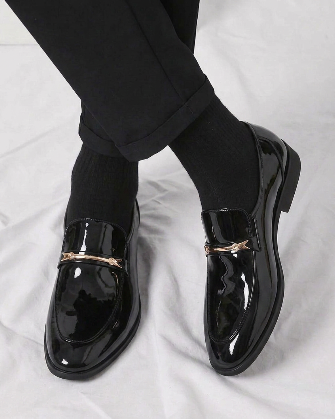 Men's Glossy Patent Slip-On Loafers