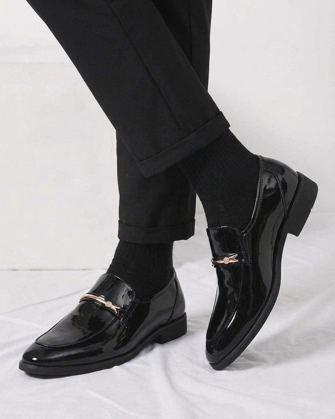 Men's Glossy Patent Slip-On Loafers