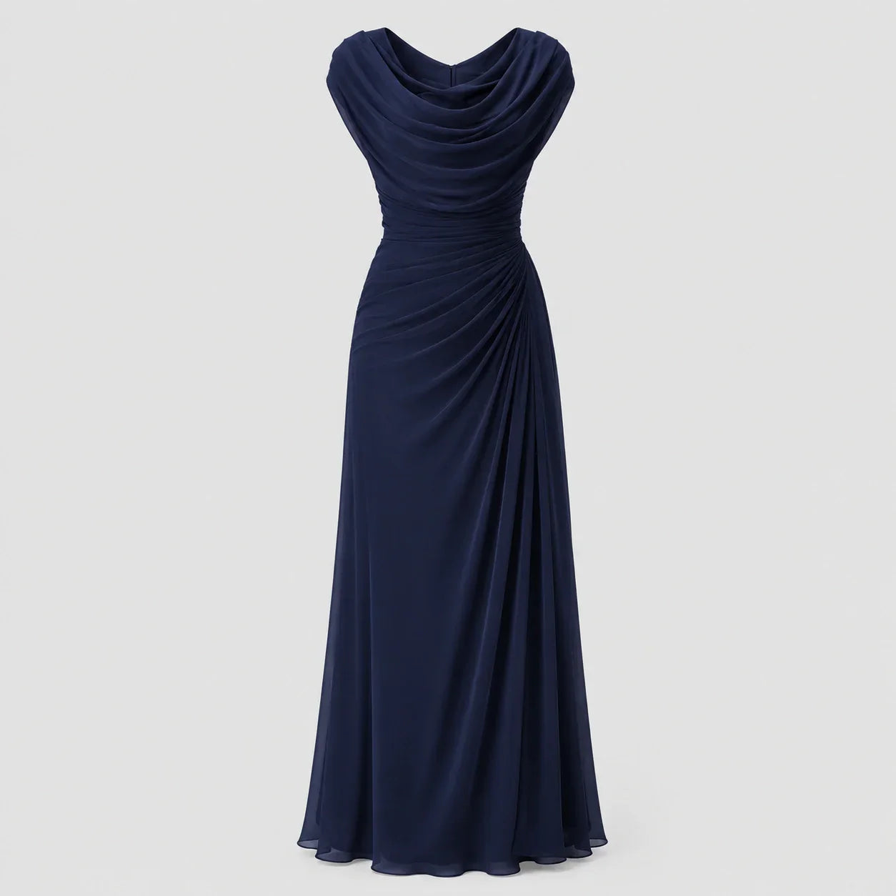 Women's Cowl Neck Ruched Maxi Dress Wedding Guest