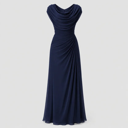 Women's Cowl Neck Ruched Maxi Dress Wedding Guest