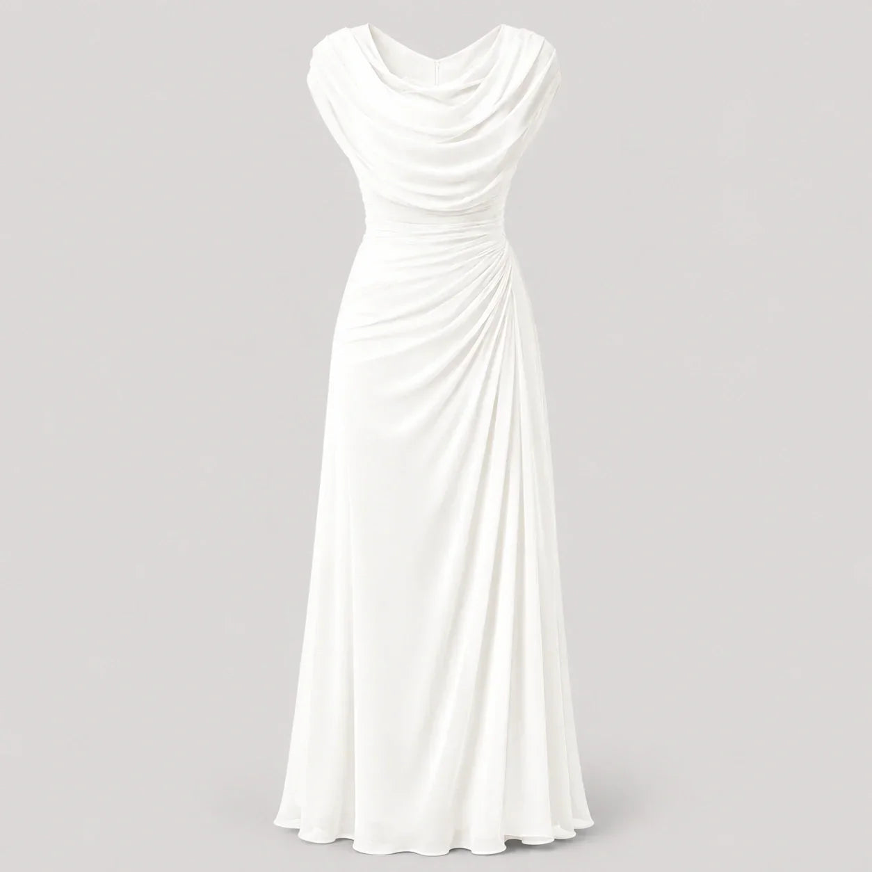 Women's Cowl Neck Ruched Maxi Dress Wedding Guest