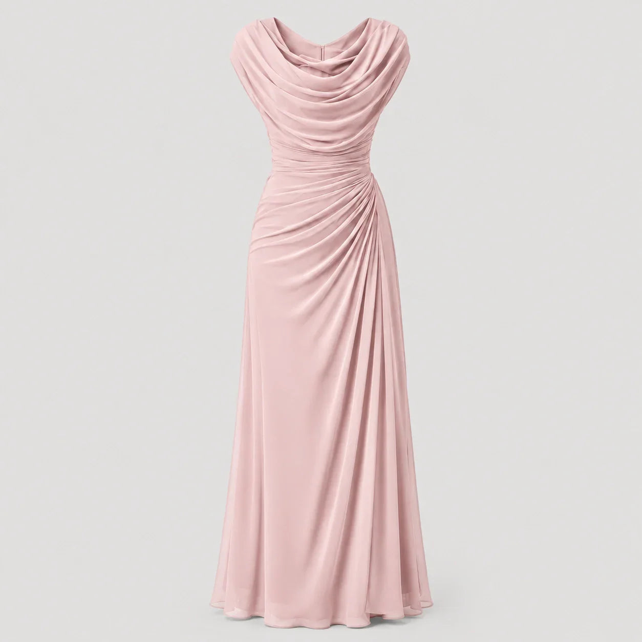 Women's Cowl Neck Ruched Maxi Dress Wedding Guest