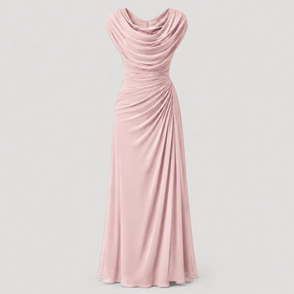 Women's Cowl Neck Ruched Maxi Dress Wedding Guest
