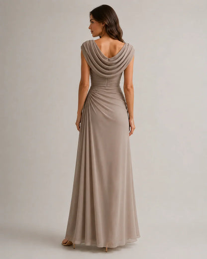 Women's Cowl Neck Ruched Maxi Dress Wedding Guest