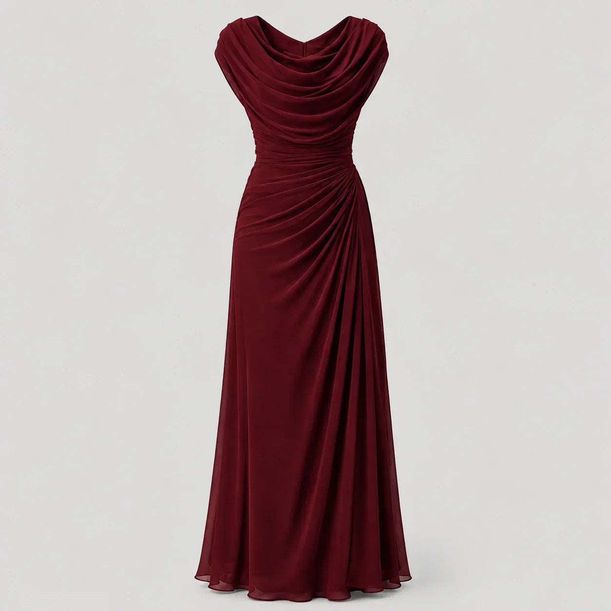 Women's Cowl Neck Ruched Maxi Dress Wedding Guest