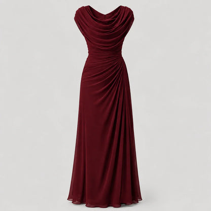 Women's Cowl Neck Ruched Maxi Dress Wedding Guest