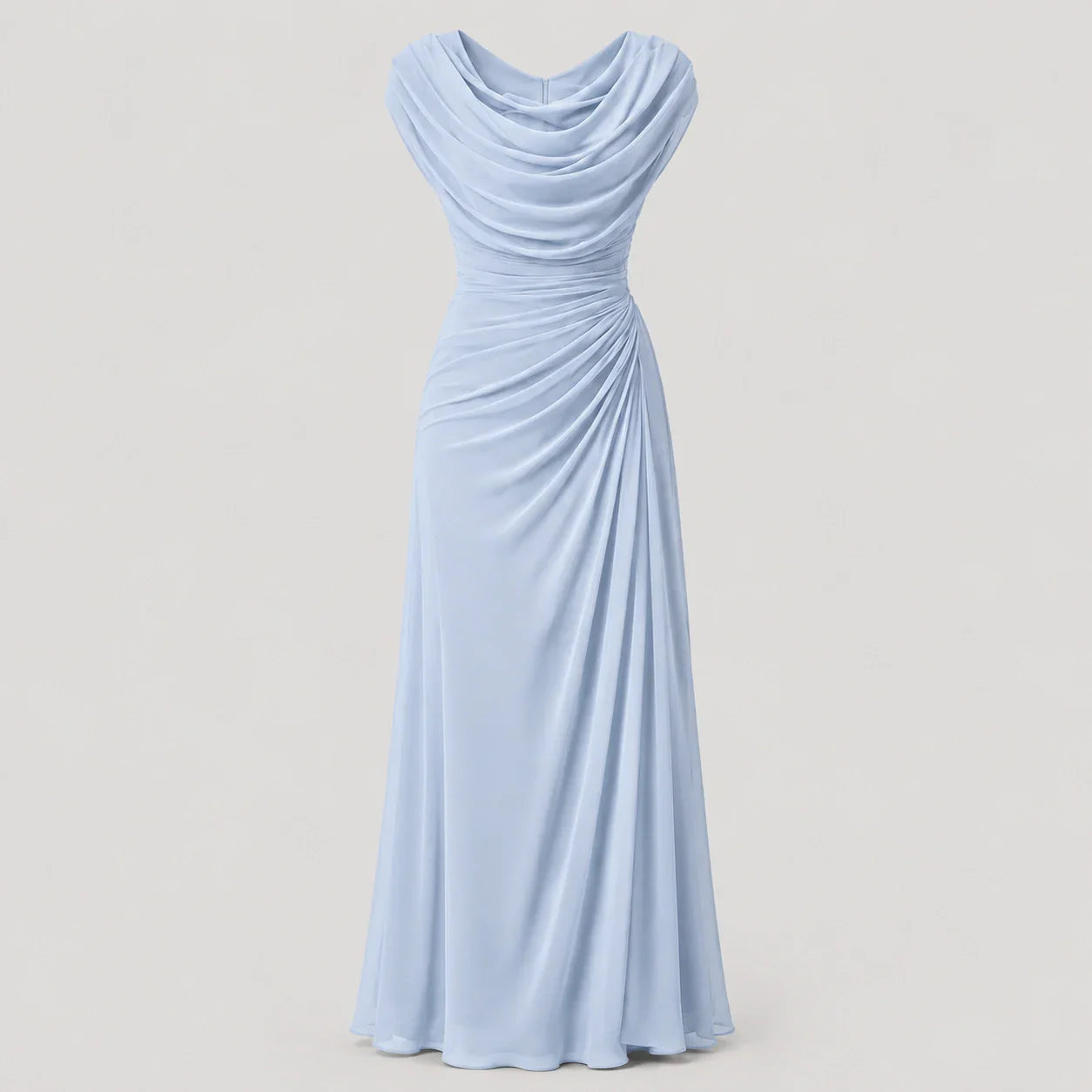 Women's Cowl Neck Ruched Maxi Dress Wedding Guest