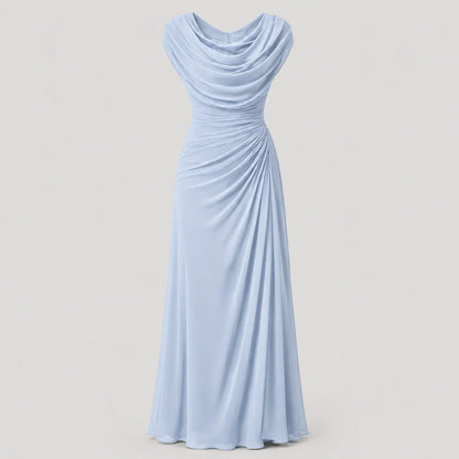 Women's Cowl Neck Ruched Maxi Dress Wedding Guest