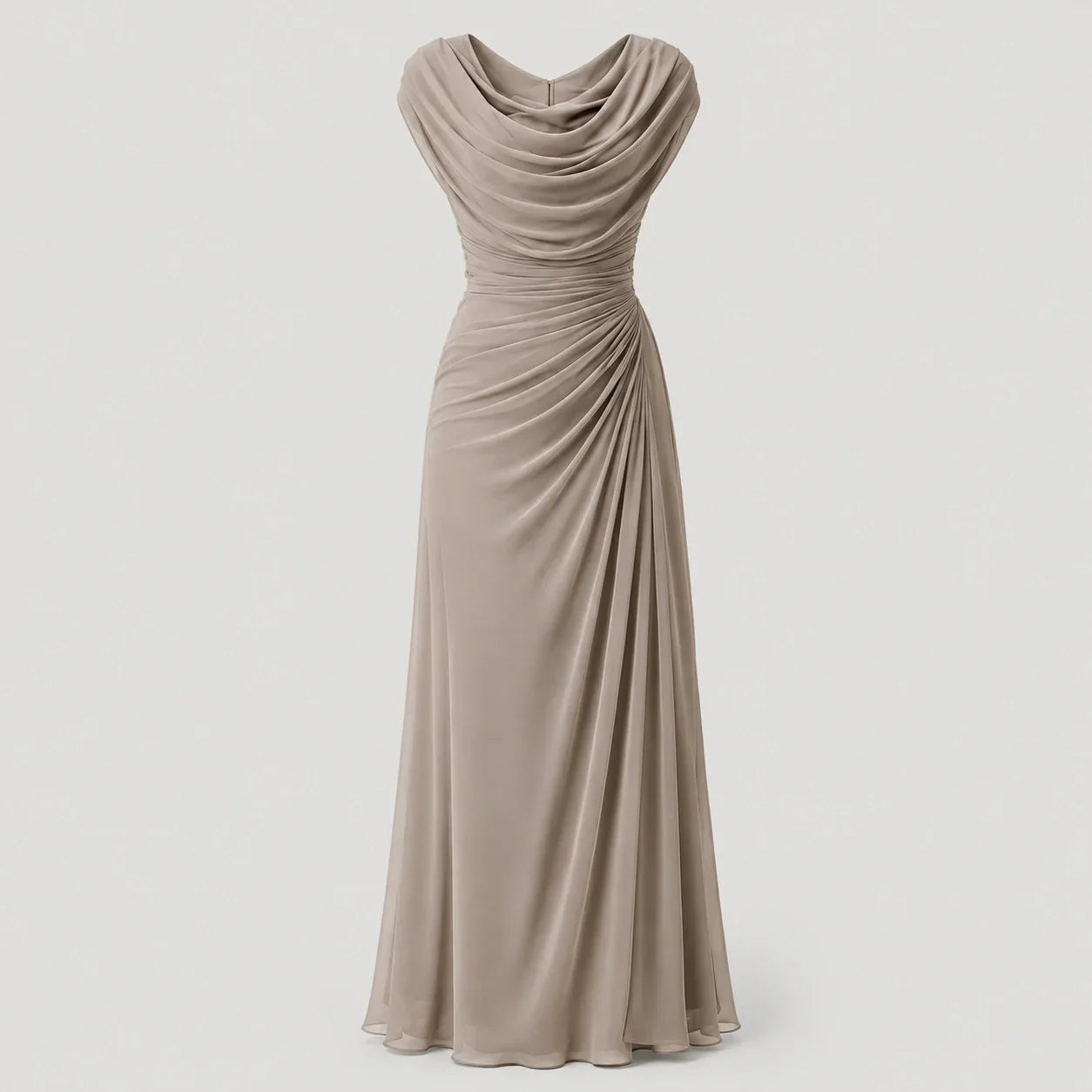 Women's Cowl Neck Ruched Maxi Dress Wedding Guest