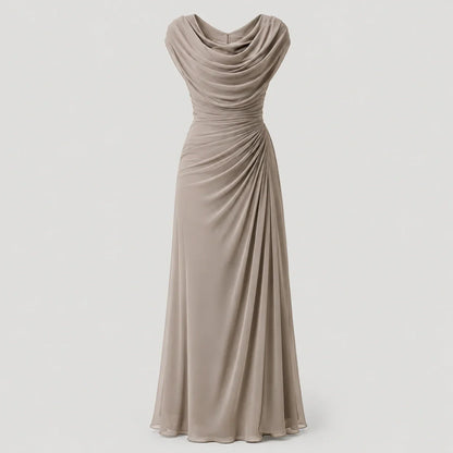 Women's Cowl Neck Ruched Maxi Dress Wedding Guest