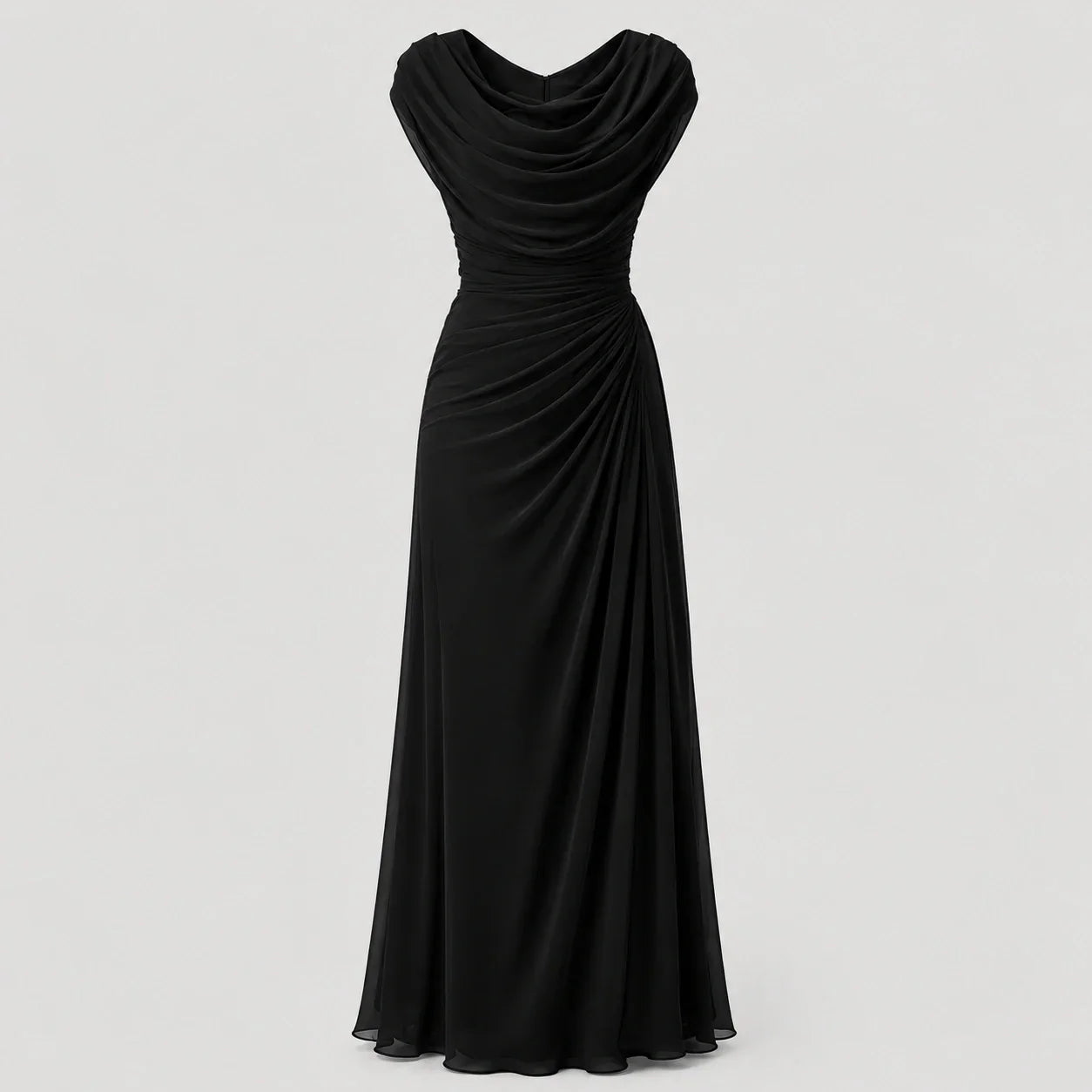 Women's Cowl Neck Ruched Maxi Dress Wedding Guest