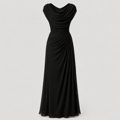 Women's Cowl Neck Ruched Maxi Dress Wedding Guest