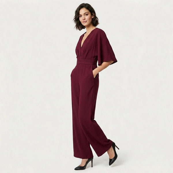 Women's V-Neck Wide Leg Jumpsuit
