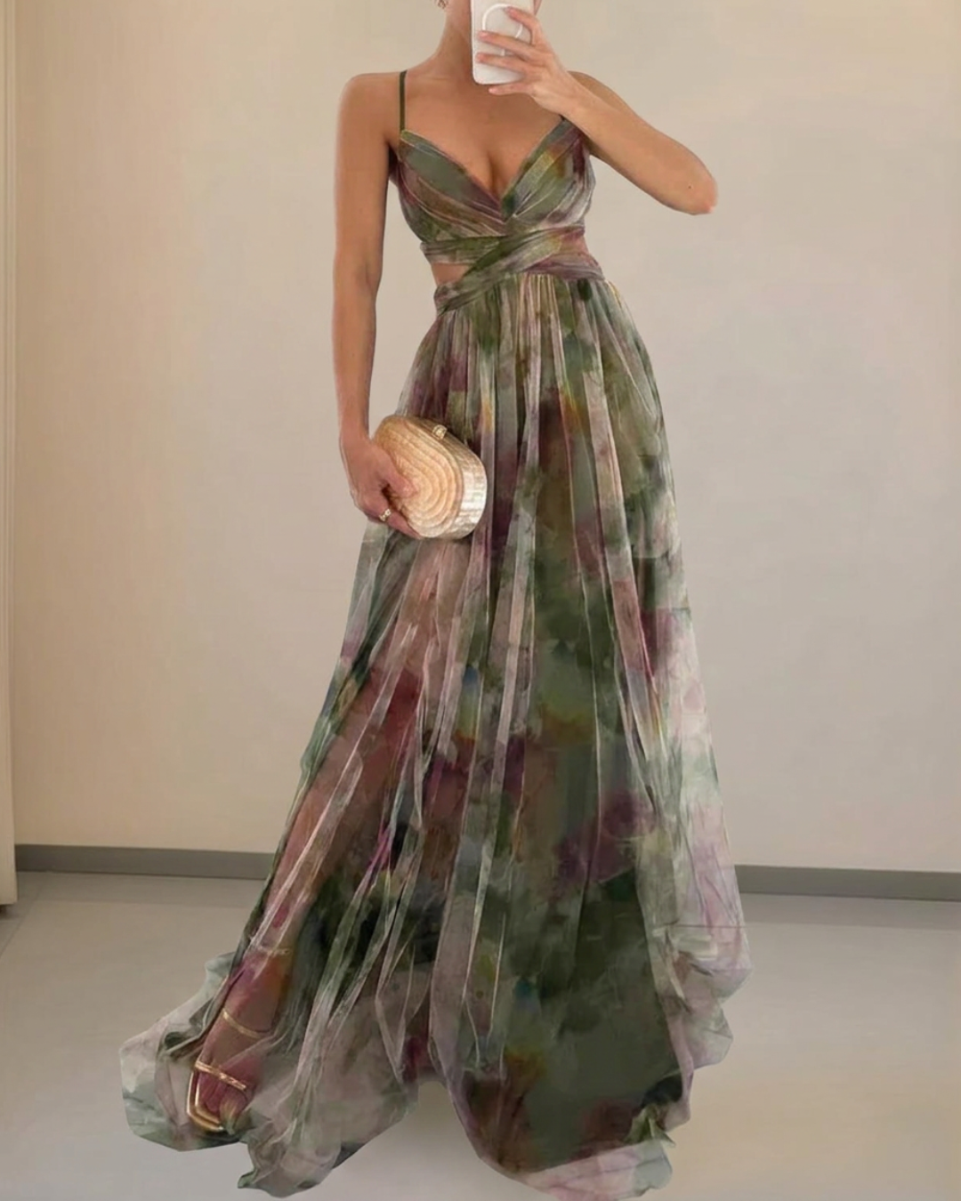 Women's V-Neck Floral Maxi Dress