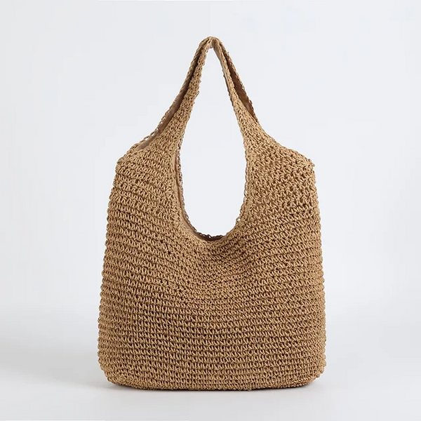 Women's Brown Straw Hobo Tote Bag