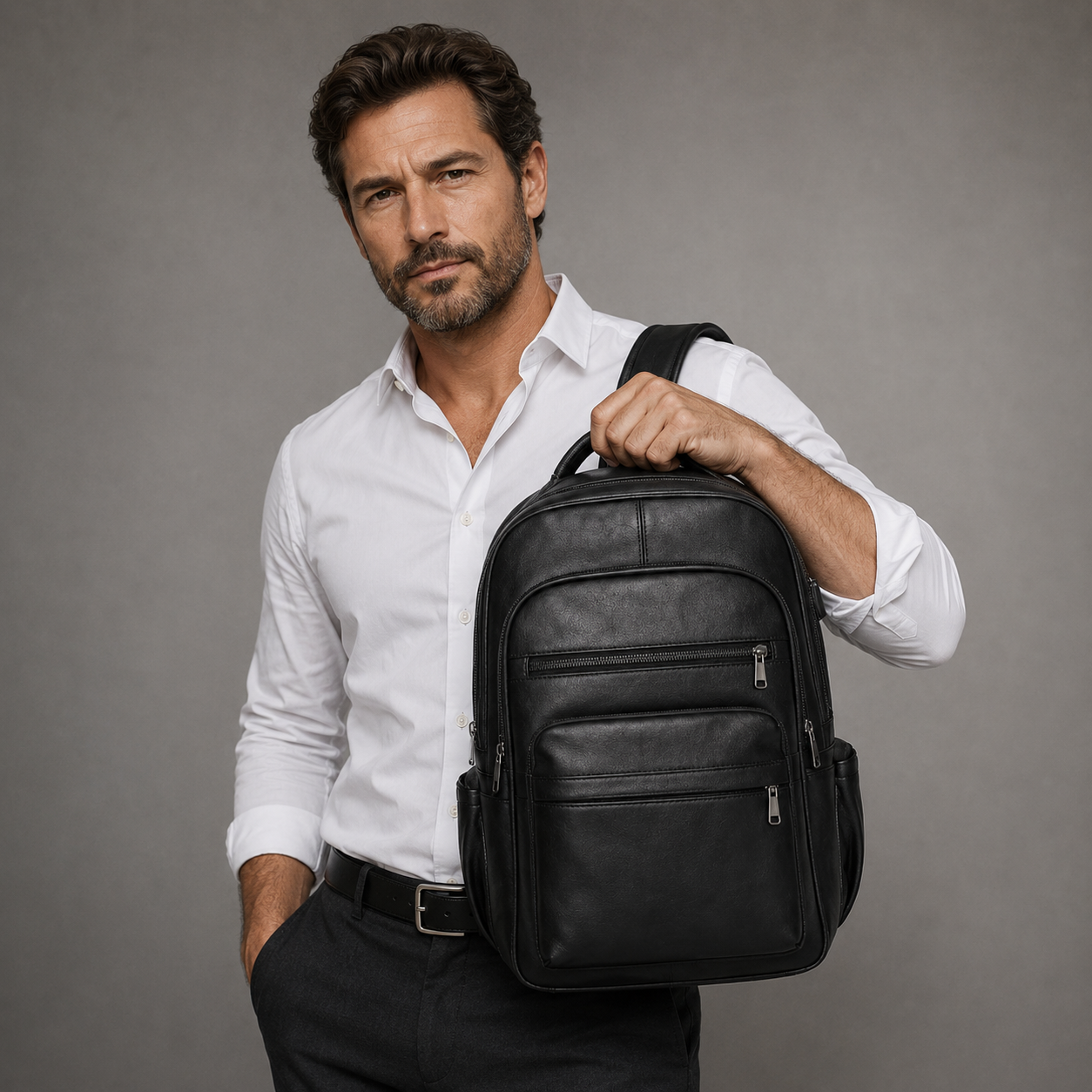 Men's Real Leather Backpack - Oxbridge