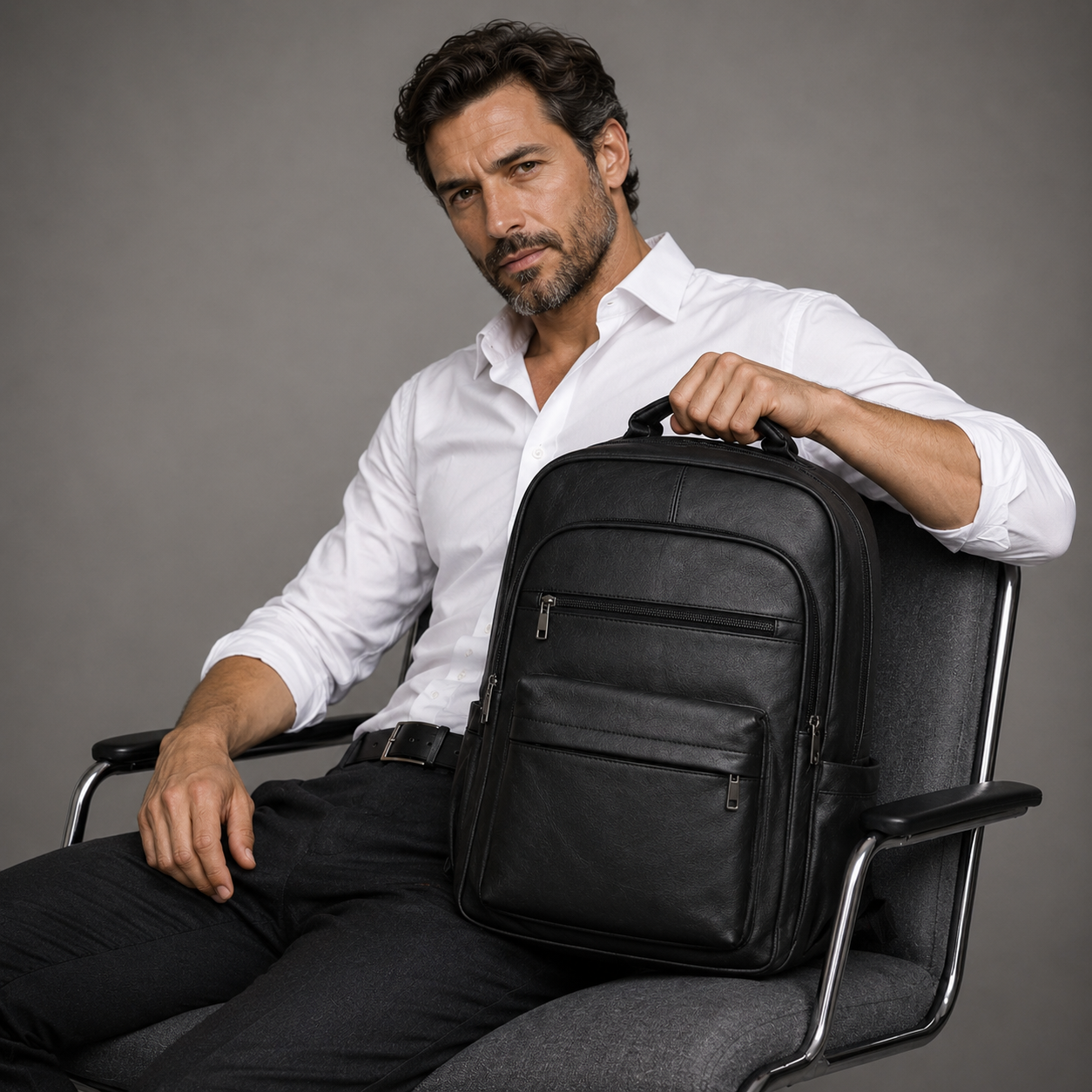Men's Real Leather Backpack - Oxbridge