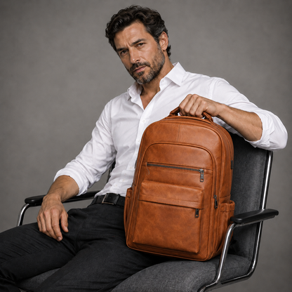 Men's Real Leather Backpack - Oxbridge