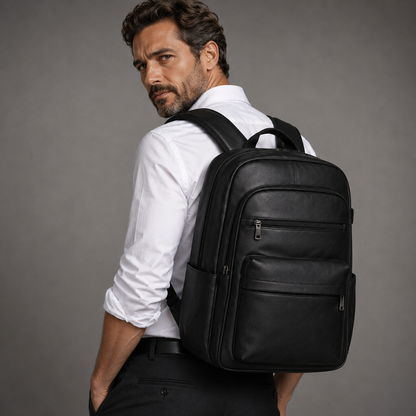 Men's Real Leather Backpack - Oxbridge
