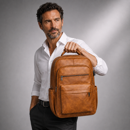 Men's Real Leather Backpack - Oxbridge