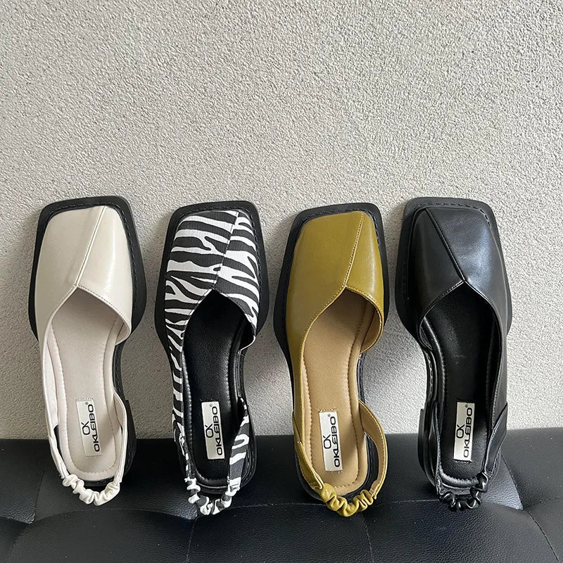 Slingback Sandals with Square Toe for Women