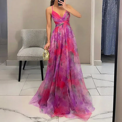 Kelly | Women’s Glamorous Maxi Wedding Guest Dress with V-Neck