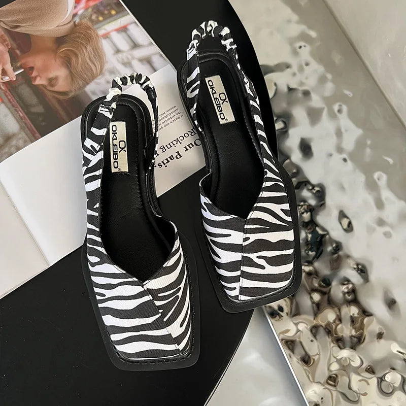 Slingback Sandals with Square Toe for Women